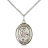 Sterling Silver St. Isabella of Portugal Patron Saint Medal Necklace 3/4 inch x 1/2 inch on 18 inch chain by Bliss