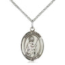 Sterling Silver St. Grace Patron Saint Medal Necklace 3/4 x 1/2 inch on 18 inch curb chain by Bliss Manufacturing