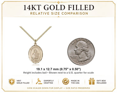 Collar de 14kt de oro laminado con medalla mediana de San Christian Demosthenes | 1.9 x 1.3 cm | Cadena de 45.7 cm | Bliss