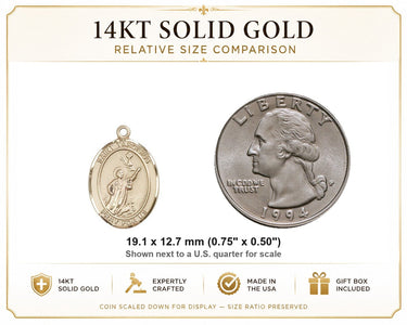 14kt Solid Gold Medium St. Tarcisius Medal Pendant | 3/4 x 1/2 | Handcrafted in USA by Bliss