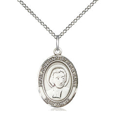Sterling silver St. John Baptist de La Salle patron saint medal necklace for teachers, 3/4 inch by 1/2 inch pendant on 18 inch chain, handcrafted by Bliss