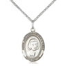Sterling silver St. John Baptist de La Salle patron saint medal necklace for teachers, 3/4 inch by 1/2 inch pendant on 18 inch chain, handcrafted by Bliss