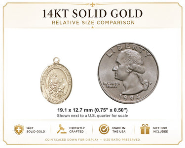 14kt Solid Gold Medium St. Bernard of Montjoux Patron Saint Medal Pendant | 3/4 x 1/2 | Handcrafted in USA by Bliss