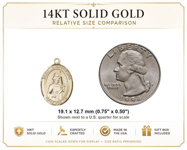14kt Solid Gold Medium St. Wenceslaus Medal Pendant | 3/4" x 1/2" | Handcrafted in USA by Bliss
