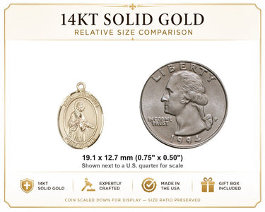 Colgante Medalla Mediana de San Remigio de Oro Macizo de 14kt | 1.9 cm x 1.3 cm | Hecho a Mano en EE. UU. por Bliss