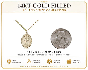 14kt Gold Filled Medium St. Isidore the Farmer Patron Saint Medal Necklace | 3/4 x 1/2 | 18" Chain | Bliss