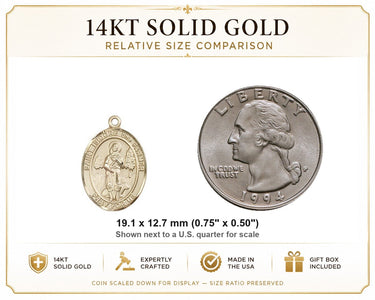 14kt Solid Gold Medium St. Isidore the Farmer Medal Pendant | 3/4" x 1/2" | Handcrafted in USA by Bliss