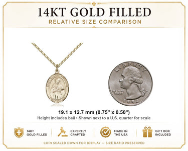 14kt Gold Filled Medium St. Gabriel Possenti Patron Saint Medal Necklace | 3/4 x 1/2 | 18" Chain | USA Made by Bliss