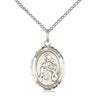 Sterling Silver St. Angela Merici Patron Saint Medal Necklace 3/4 x 1/2 inch on 18 inch Chain by Bliss