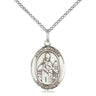 Sterling silver St. Walter of Pontoise patron saint medal necklace 3/4 inch by 1/2 inch with 18 inch chain by Bliss