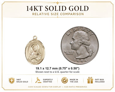 14kt Solid Gold Medium Mater Dolorosa Medal Pendant | 3/4 x 1/2 | Handcrafted in USA by Bliss