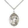 Sterling Silver St. Aedan of Ferns Patron Saint Medal Necklace 3/4 x 1/2 inch on 18 inch Chain by Bliss