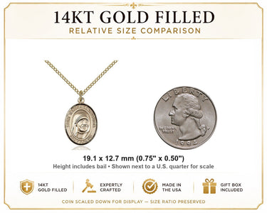 Gold Filled Medium Blessed Teresa of Calcutta Medal Necklace | 3/4" x 1/2" | 18" Chain | USA Made by Bliss