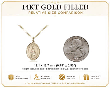 14kt Gold Filled Medium Our Lady of Victory Necklace | 3/4x1/2" Pendant | 18" Chain | USA Made by Bliss