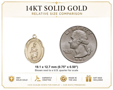 Colgante de Medalla de Oro Macizo de 14kt de la Virgen de la Victoria | 3/4" x 1/2" | Hecho a mano en EE. UU. por Bliss