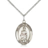 Sterling Silver Our Lady of Victory Medal Necklace 3/4x1/2 inch pendant on 18 inch chain by Bliss Manufacturing