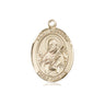 14kt solid gold St. Meinrad of Einsideln patron saint medal pendant, 3/4 inch by 1/2 inch medium size, handcrafted by Bliss Manufacturing USA