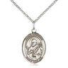 Sterling silver St. Meinrad of Einsideln patron saint medal necklace with 3/4 inch pendant on 18 inch curb chain, handcrafted by Bliss USA