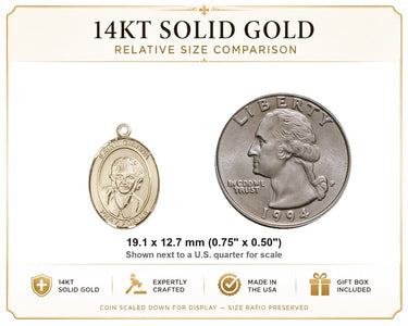 14kt Solid Gold Medium St. Gianna Medal Pendant | 3/4 x 1/2 | Handcrafted in USA by Bliss