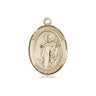 14kt Solid Gold St. Wolfgang patron saint medal pendant, 3/4 x 1/2 inch, handcrafted by Bliss Manufacturing USA