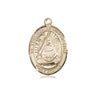 14kt Solid Gold St. Edburga of Winchester Catholic patron saint medal pendant, 3/4 inch medium size, handcrafted by Bliss USA