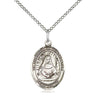 Sterling Silver St. Edburga of Winchester Medium Patron Saint Medal Necklace 3/4 x 1/2 with 18 Inch Chain by Bliss