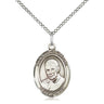 Sterling Silver St. Luigi Orione medium patron saint medal necklace 3/4 x 1/2 inch on 18 inch chain by Bliss