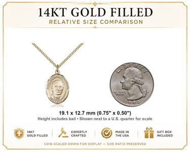 14kt Gold Filled Medium St. Hannibal Medal Necklace | 3/4x1/2" | 18" Chain | USA Made by Bliss