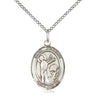 Sterling Silver St. Kenneth patron saint medal necklace 3/4 x 1/2 inch with 18 inch chain by Bliss
