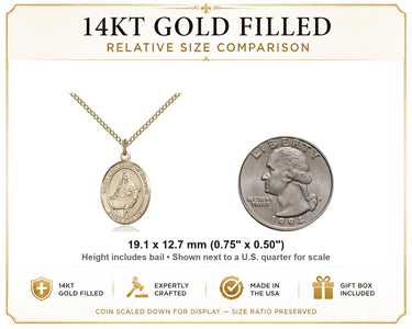 Medalla de Santa Catalina de Suecia de oro de 14 quilates, tamaño mediano, patrona | 1,9 x 1,27 cm | Cadena de 45,72 cm | Bliss