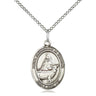 Sterling Silver St. Catherine of Sweden patron saint medal necklace, 3/4 x 1/2 inch pendant, 18 inch chain, handcrafted by Bliss Manufacturing USA
