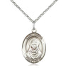 Sterling Silver St. Rafta Patron Saint Medal Necklace 3/4x1/2 inch with 18 inch Curb Chain by Bliss