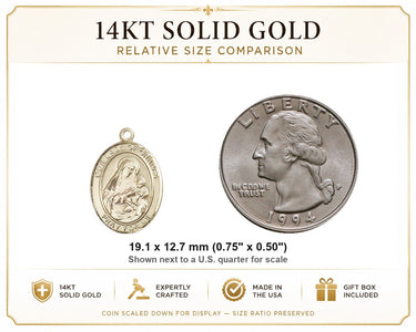 14kt Solid Gold Medium Our Lady of Grapes Medal Pendant | 3/4" x 1/2" | USA Made by Bliss