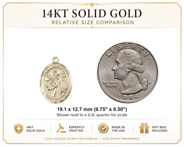 14kt Solid Gold Medium St. Januarius Medal Pendant | 3/4" x 1/2" | Handcrafted in USA by Bliss
