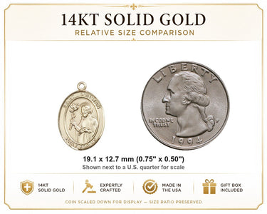 14kt Solid Gold Medium St. Dunstan Medal Pendant | 3/4" x 1/2" | Handcrafted in USA by Bliss