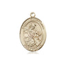 14kt Solid Gold St. Eustachius Medium Patron Saint Medal Pendant 3/4 x 1/2 inch Handcrafted by Bliss