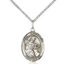 Sterling Silver St. Eustachius Medium Patron Saint Medal Necklace 3/4 x 1/2 inch on 18 inch Chain by Bliss