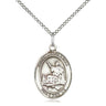 Sterling silver St. John Licci patron saint medal necklace 3/4 inch by 1/2 inch on 18 inch chain by Bliss