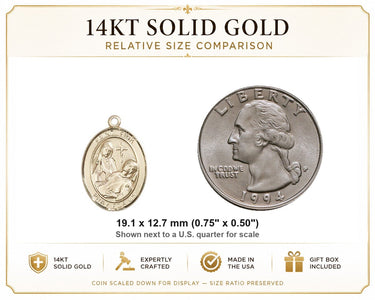 14kt Solid Gold Medium St. Fina Medal Pendant | 3/4" x 1/2" | Handcrafted in USA by Bliss