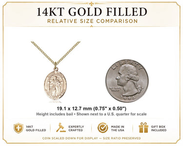 14kt Gold Filled Divine Mercy Pendant Necklace 3/4 x 1/2 - 18 Inch Chain