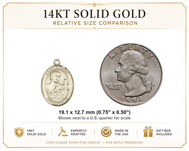 14kt Solid Gold Medium St. Kieran Medal Pendant | 3/4" x 1/2" | Handcrafted in USA by Bliss
