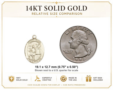 14kt Solid Gold Medium St. Vitus Medal Pendant | 3/4 x 1/2 | Handcrafted in USA by Bliss