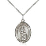 Sterling silver St Anne patron saint medal necklace with 18 inch curb chain handmade by Bliss Manufacturing USA