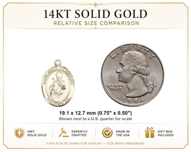 14kt Solid Gold Medium St. Simon Patron Saint Medal Pendant | 3/4 x 1/2 | Handcrafted in USA by Bliss