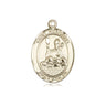 14kt solid gold St. Honorius patron saint medal pendant, 3/4 inch by 1/2 inch, handcrafted by Bliss Manufacturing