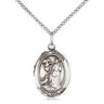 Sterling Silver St. Rocco Patron Saint Medal Necklace 3/4 x 1/2 inch on 18 inch Chain by Bliss