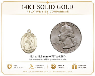 Colgante Medalla de Santa Marina Mediana de Oro Sólido de 14qt | 1,9 cm x 1,27 cm | Hecho a mano en EE. UU. por Bliss