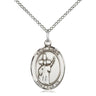 Sterling silver St. Aidan of Lindesfarne patron saint medal necklace, 3/4 x 1/2 inch, 18 inch chain, Bliss USA