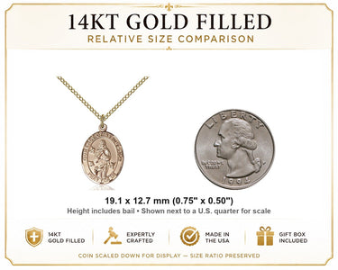 14kt Gold Filled Medium Our Lady of Assumption Necklace | 3/4" x 1/2" Pendant | 18" Chain | USA Made by Bliss