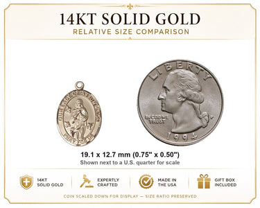 14kt Solid Gold Medium Our Lady of Assumption Medal Pendant | 3/4" x 1/2" | Handcrafted in USA by Bliss